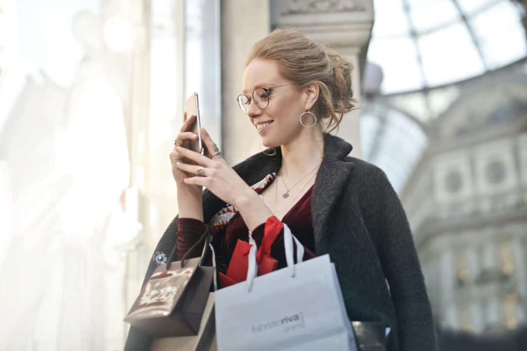 woman online shopping getting a great deal
